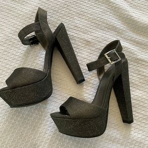 Sparkly Black Platform Heels